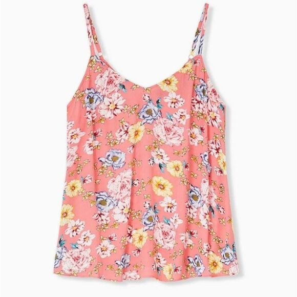Torrid 12870280 SOPHIE CORAL FLORAL GAUZE SWING CAMI Tank Top V Neck Sleeveless - Picture 1 of 8